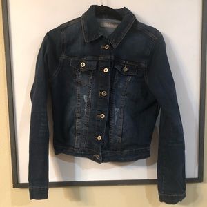 Cropped Jean Jacket 2Sable Distressed Dark Wash